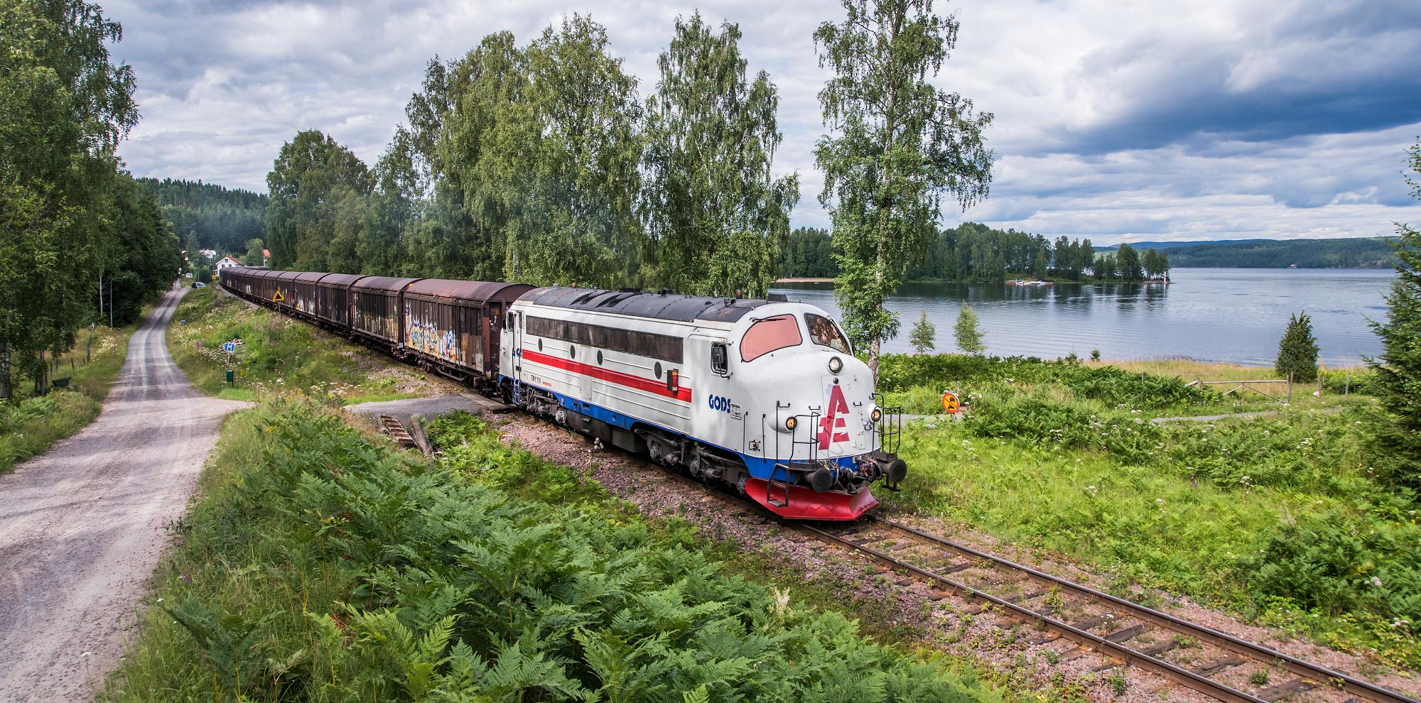 Bild: Tågab TMY 110 med godståg från Rottneros vid Öjervik 20 juli 2016